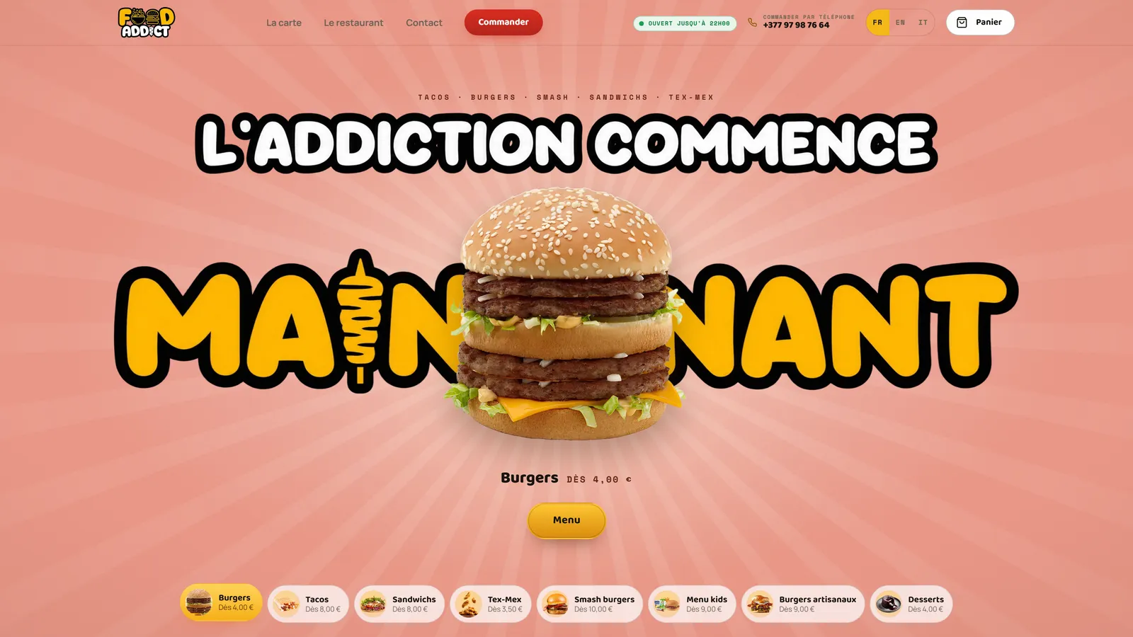 Nouveau site de FoodAddict, page « Accueil »