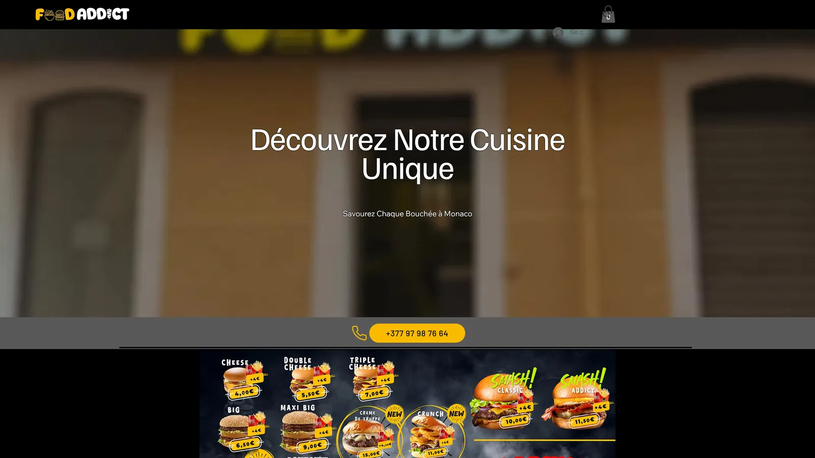 Ancien site de FoodAddict, page « Accueil »
